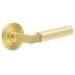 Elegant Satin Brass Reeded Door Handle with Rose Solid Brass Interior Handle