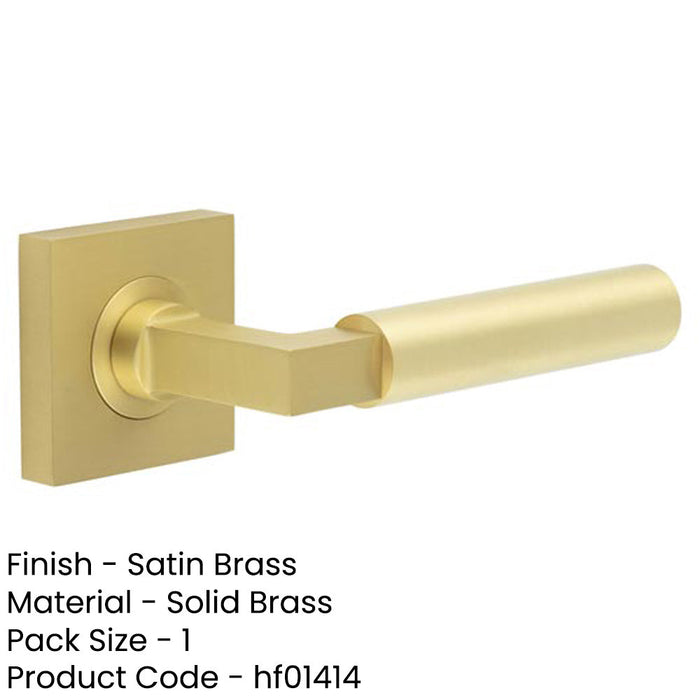 Luxurious Square Door Handle Satin Brass Solid Brass Interior Handle-1