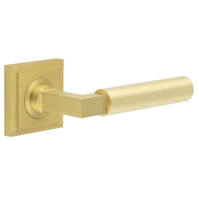 Luxurious Satin Brass Square Door Handle Elegant Interiors Solid Brass Interior Handle