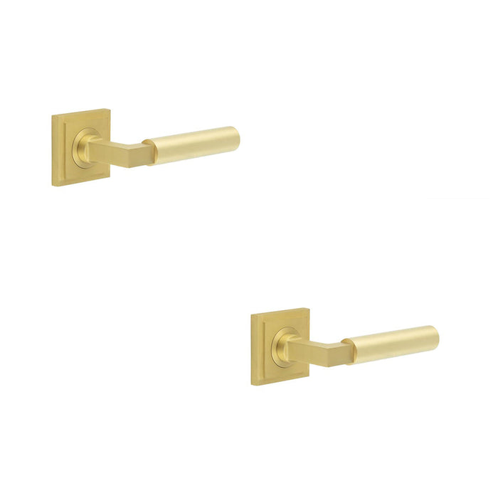 PACK Luxurious Satin Brass Square Door Handle Elegant Interiors Solid Brass Interior Handle (1)