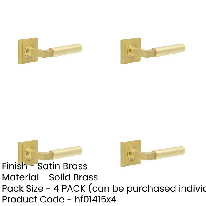 PACK Luxurious Satin Brass Square Door Handle Elegant Interiors Solid Brass Interior Handle-1