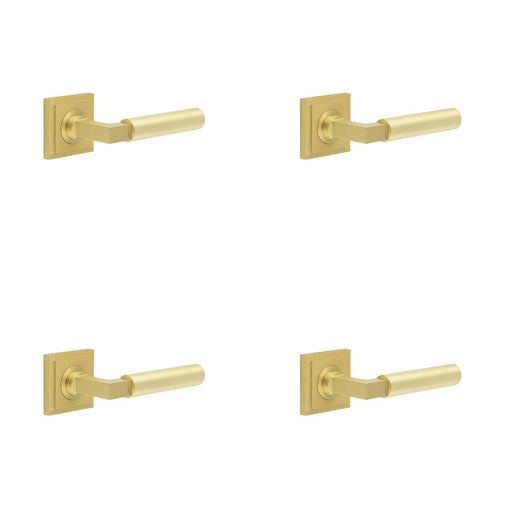 PACK Luxurious Satin Brass Square Door Handle Elegant Interiors Solid Brass Interior Handle