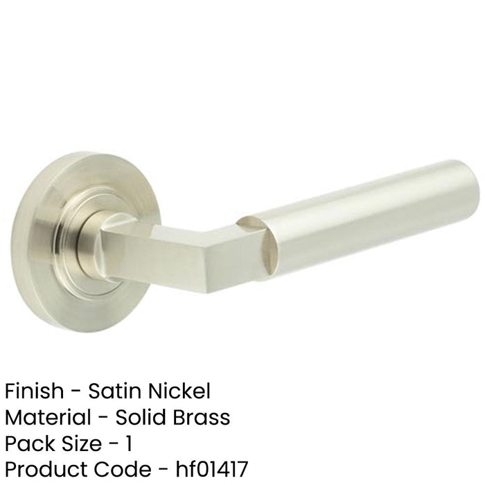 Elegant Satin Nickel Door Handle with Rose Design Solid Brass Interior Handle-1