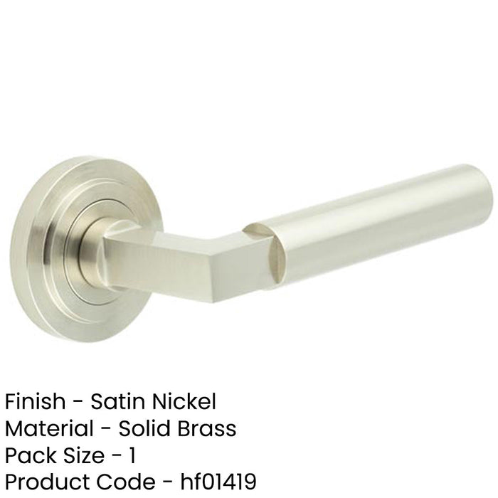 Elegant Satin Nickel Door Handle with Stepped Rose Design Solid Brass Interior Handle (2)-1