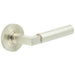Elegant Satin Nickel Knurled Door Handle with Rose Design Solid Brass Interior Handle