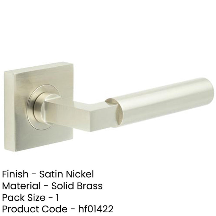 Luxurious Satin Nickel Square Door Handle Elegant Spaces Solid Brass Interior Handle-1