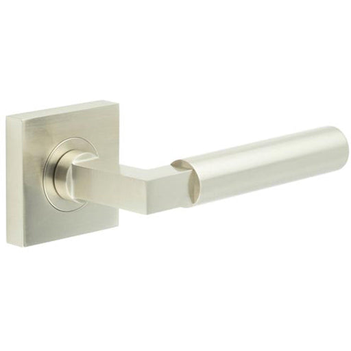 Luxurious Satin Nickel Square Door Handle Elegant Spaces Solid Brass Interior Handle