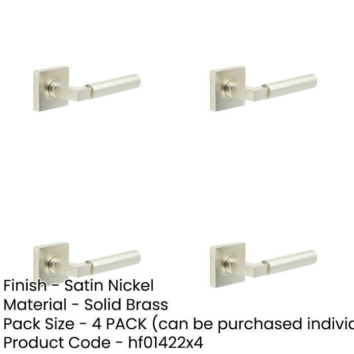 PACK Luxurious Satin Nickel Square Door Handle Elegant Spaces Solid Brass Interior Handle-1