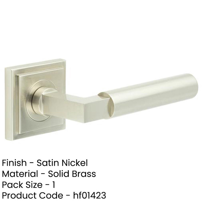 Elegant Satin Nickel Square Door Handle Luxurious Interiors Solid Brass Interior Handle-1