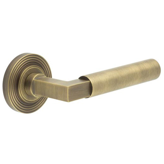 Luxurious Antique Brass Door Handle Reeded Rose Elegant Interiors Solid Brass Interior Handle