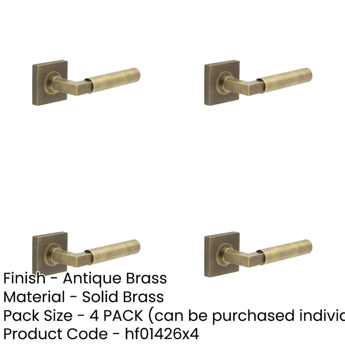 PACK Antique Brass Door Handle Square Plain Rose Westminster Luxury Design Solid Brass Interior Handle-1