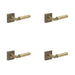 PACK Antique Brass Door Handle Square Plain Rose Westminster Luxury Design Solid Brass Interior Handle