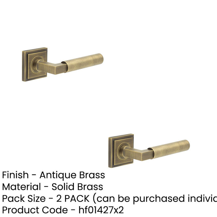 PACK Antique Brass Door Handle Square Stepped Rose Elegant Interiors Solid Brass Interior Handle (1)-1