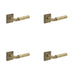 PACK Antique Brass Door Handle Square Stepped Rose Elegant Interiors Solid Brass Interior Handle