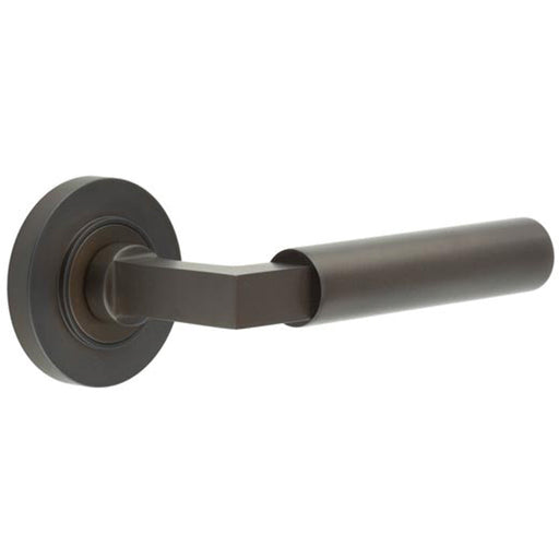 Luxurious Dark Bronze Door Handle Plain Rose Solid Brass Interior Handle