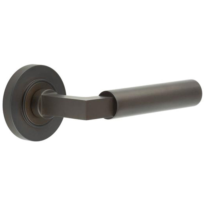 Luxurious Dark Bronze Door Handle Plain Rose Solid Brass Interior Handle