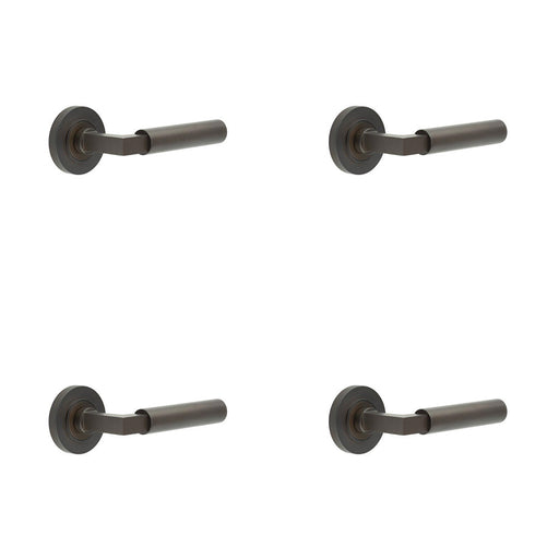 PACK Luxurious Dark Bronze Door Handle Plain Rose Solid Brass Interior Handle