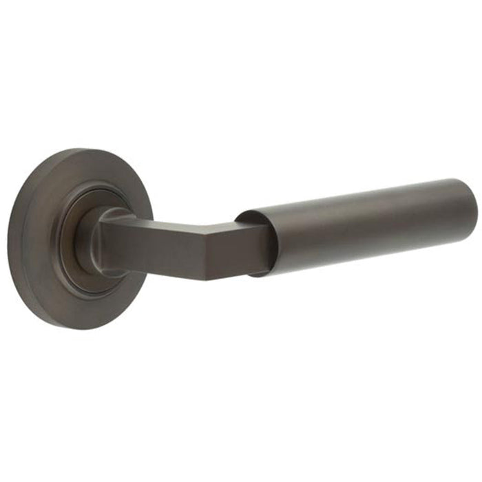 Luxurious Dark Bronze Door Handle Chamfered Rose Elegant Interiors Solid Brass Interior Handle (1)