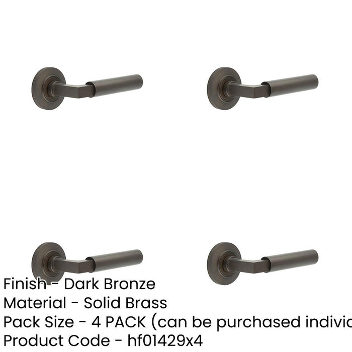 PACK Luxurious Dark Bronze Door Handle Chamfered Rose Elegant Interiors Solid Brass Interior Handle (1)-1