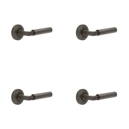 PACK Luxurious Dark Bronze Door Handle Chamfered Rose Elegant Interiors Solid Brass Interior Handle (1)