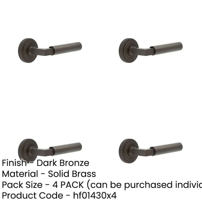 PACK Luxurious Dark Bronze Door Handle Stepped Rose Elegant Interiors Solid Brass Interior Handle-1