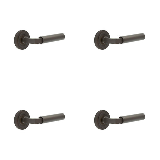 PACK Luxurious Dark Bronze Door Handle Stepped Rose Elegant Interiors Solid Brass Interior Handle