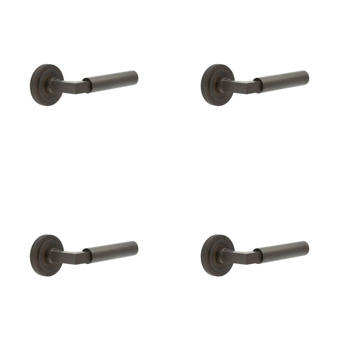 PACK Luxurious Dark Bronze Door Handle Stepped Rose Elegant Interiors Solid Brass Interior Handle