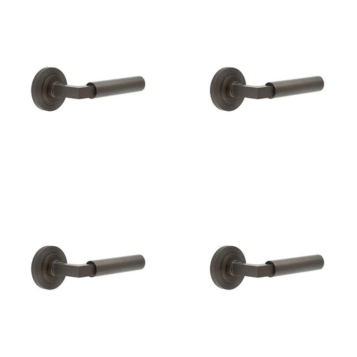 PACK Luxurious Dark Bronze Door Handle Reeded Rose Elegant Interiors Solid Brass Interior Handle