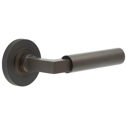 Luxurious Dark Bronze Door Handle Knurled Rose Elegant Interiors Solid Brass Interior Handle