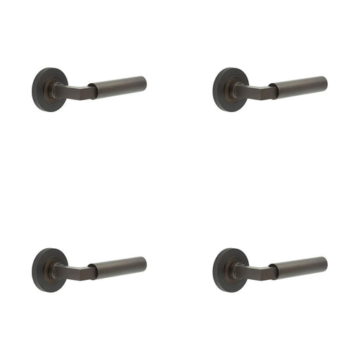 PACK Luxurious Dark Bronze Door Handle Knurled Rose Elegant Interiors Solid Brass Interior Handle