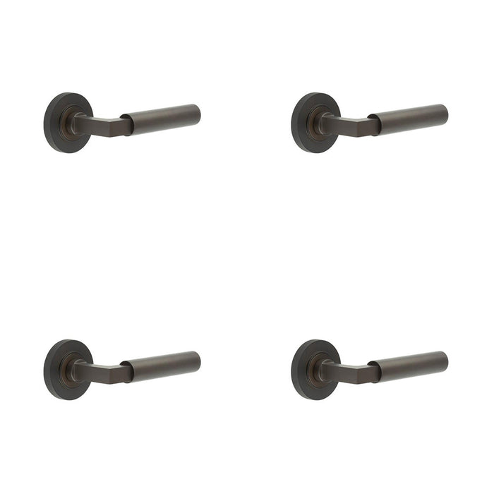 PACK Luxurious Dark Bronze Door Handle Knurled Rose Elegant Interiors Solid Brass Interior Handle