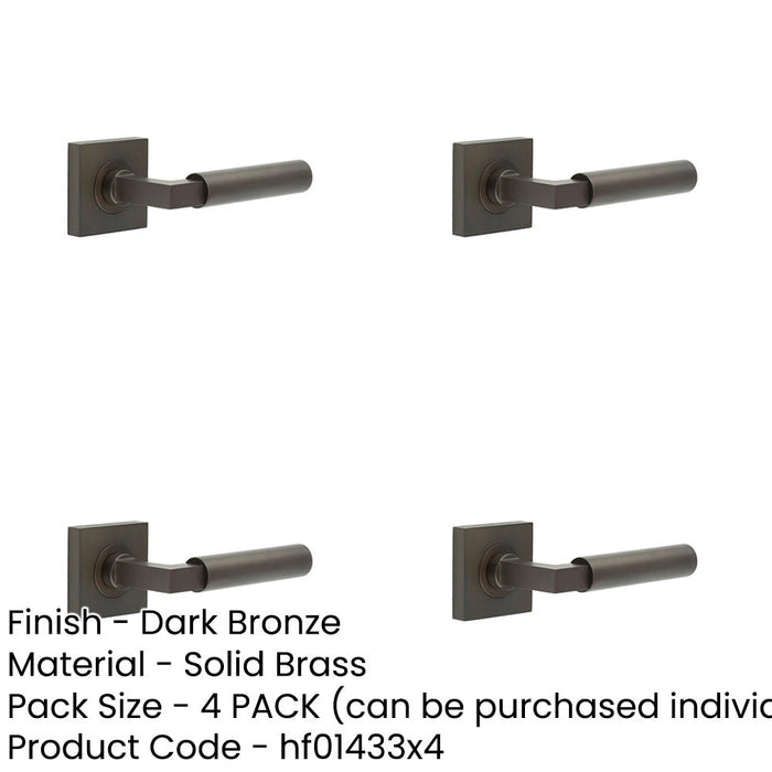 PACK Elegant Square Door Handle Dark Bronze Luxurious Interiors Solid Brass Interior Handle-1