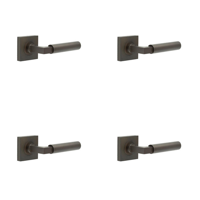 PACK Elegant Square Door Handle Dark Bronze Luxurious Interiors Solid Brass Interior Handle