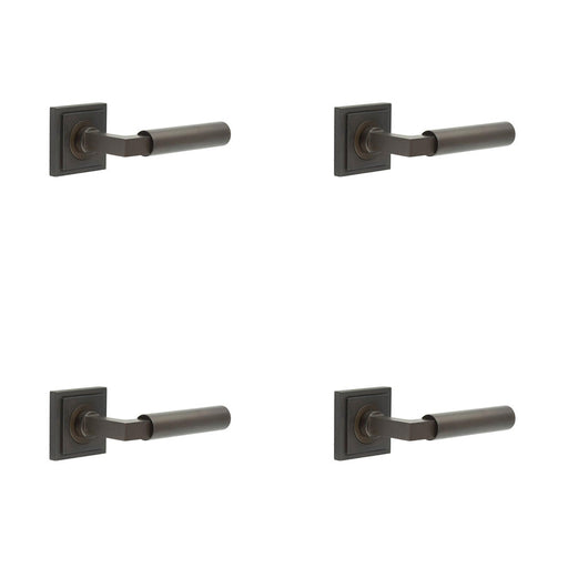 PACK Luxurious Dark Bronze Square Door Handle Elegant Interiors Solid Brass Interior Handle