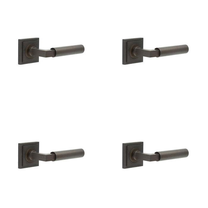 PACK Luxurious Dark Bronze Square Door Handle Elegant Interiors Solid Brass Interior Handle