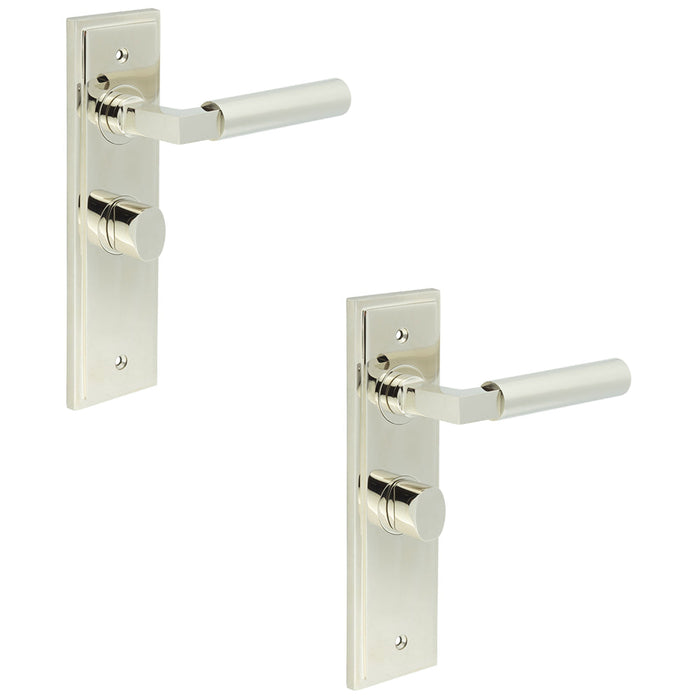 PACK Polished Nickel Bathroom Door Handle with Backplate Turn Release Solid Brass Interior Handle (30)