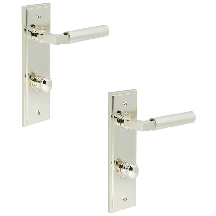 PACK Polished Nickel Bathroom Door Handle with Backplate Turn Release Solid Brass Interior Handle (31)