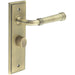 Antique Brass Bathroom Door Handle with Backplate Turn Release Mechanism Solid Brass Interior Handle (1)