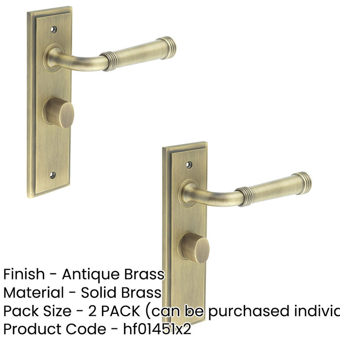 PACK Antique Brass Bathroom Door Handle with Backplate Turn Release Mechanism Solid Brass Interior Handle (3)-1