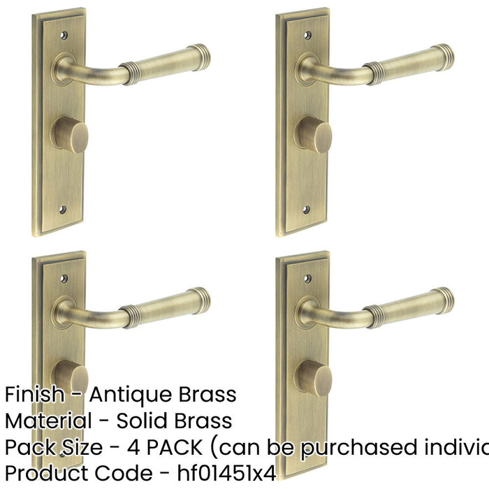 PACK Antique Brass Bathroom Door Handle with Backplate Turn Release Mechanism Solid Brass Interior Handle (1)-1