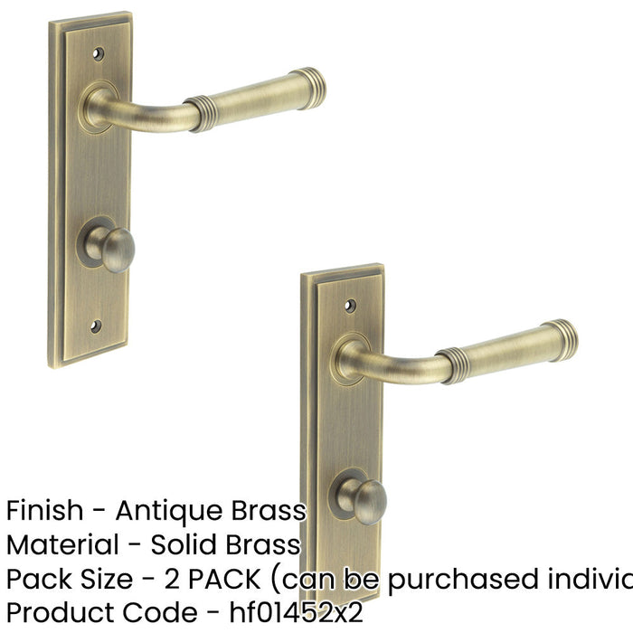 PACK Antique Brass Door Handle with Backplate Bathrooms Elegant Design with Turn Release Mechanism Solid Brass Interior Handle (1)-1