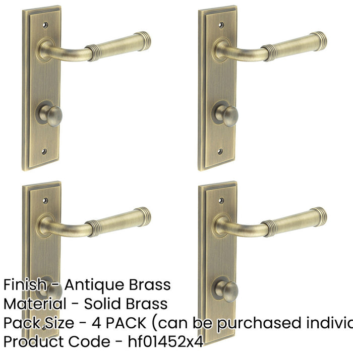 PACK Antique Brass Door Handle with Backplate Bathrooms Elegant Design with Turn Release Mechanism Solid Brass Interior Handle-1