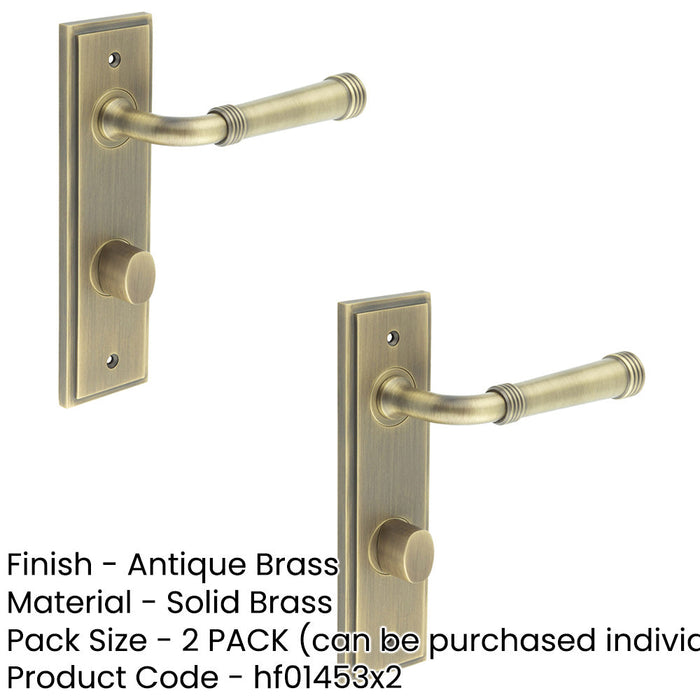 PACK Antique Brass Door Handle with Backplate Bathrooms BUR35 Design Solid Brass Interior Handle (1)-1