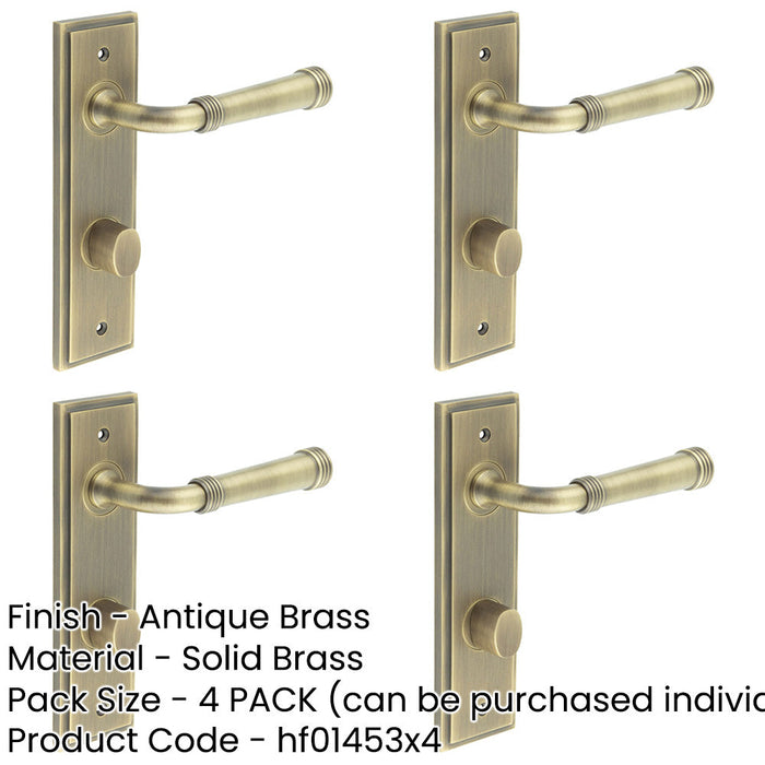 PACK Antique Brass Door Handle with Backplate Bathrooms BUR35 Design Solid Brass Interior Handle-1