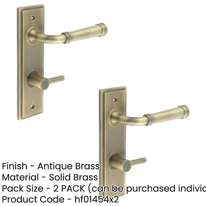 PACK Antique Brass Door Handle with Backplate Bathroom Style Solid Brass Interior Handle (1)-1