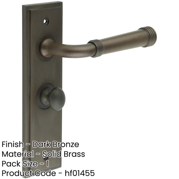 Elegant Dark Bronze Bathroom Door Handle with Backplate Turn Release Mechanism Solid Brass Interior Handle (1)-1