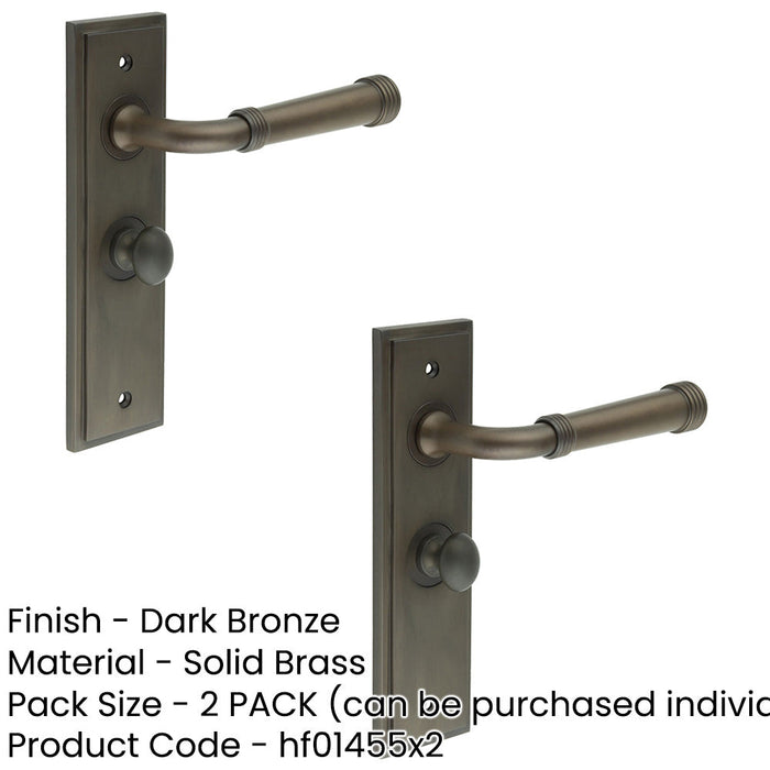 PACK Elegant Dark Bronze Bathroom Door Handle with Backplate Turn Release Mechanism Solid Brass Interior Handle (3)-1