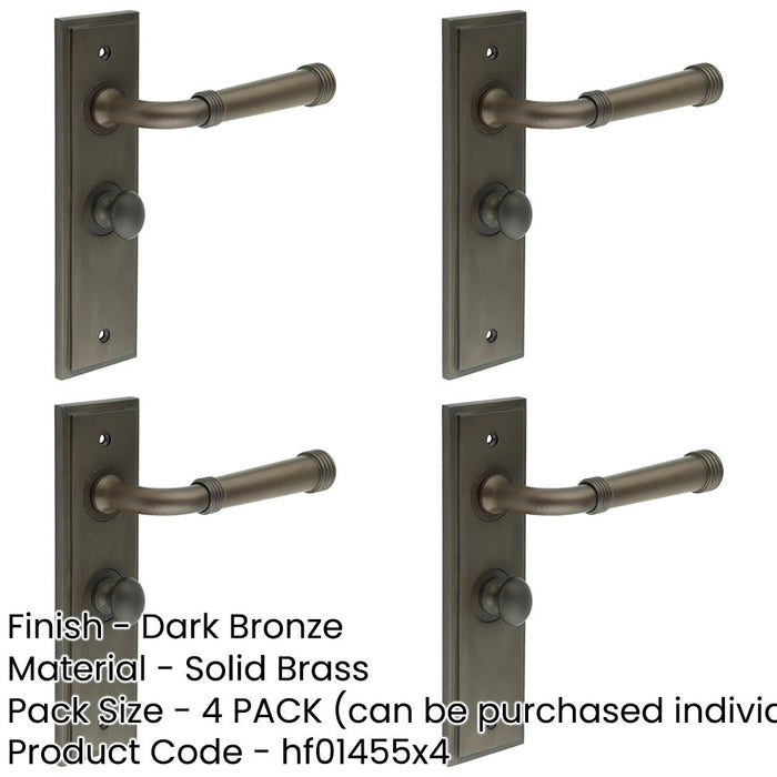 PACK Elegant Dark Bronze Bathroom Door Handle with Backplate Turn Release Mechanism Solid Brass Interior Handle (1)-1