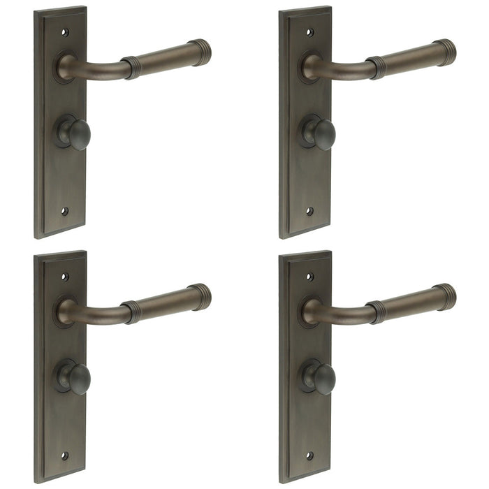 PACK Elegant Dark Bronze Bathroom Door Handle with Backplate Turn Release Mechanism Solid Brass Interior Handle (1)