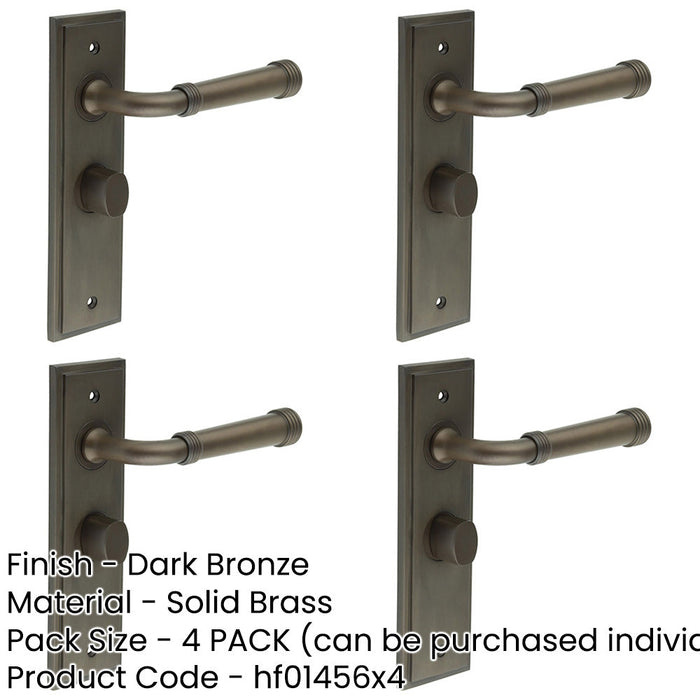 PACK Elegant Dark Bronze Bathroom Door Handle with Backplate Turn Release Solid Brass Interior Handle (8)-1